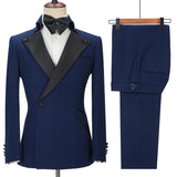 Chic Dark Navy Peak Lapel Two Pieces Classic Men Suit for Prom-stylesnuggle