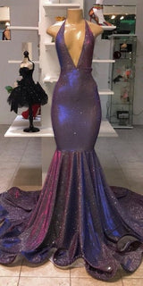 stylesnuggle has a great collection of Chic Deep V-Neck Sleeveless Prom Dresses New Arrival Halter Memaiad Sequins Evening Gowns at an affordable price. Welcome to buy high quality Real Model Series from stylesnuggle.