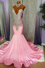 Chic High-neck Sleeveless Mermaid Prom Dress With Beading-stylesnuggle