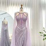 Chic Lilac Scoop Mermaid Evening Dress Split With Beadings Ruffle-stylesnuggle