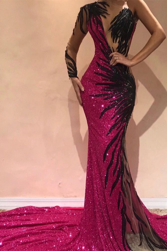 Chic Mermaid Evening Dresses One Sleeve Open Back Pageant Dress,  Free shipping,  high quality,  fast delivery,  made to order dress. Discount price. Affordable price. stylesnuggle Official.