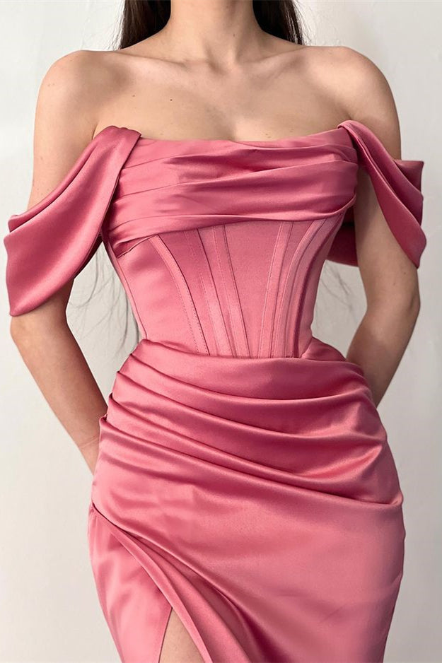 Chic Off-the-Shoulder Mermaid Prom Dresses Long Slit Online-stylesnuggle