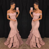 Customizing this Off-the-Shoulder mermaid pink ruffles Prom Party GownsNew Arrival on stylesnuggle.com. We offer extra coupons,  make dresses in cheap and affordable price. We provide worldwide shipping and will make the dress perfect for everyone.