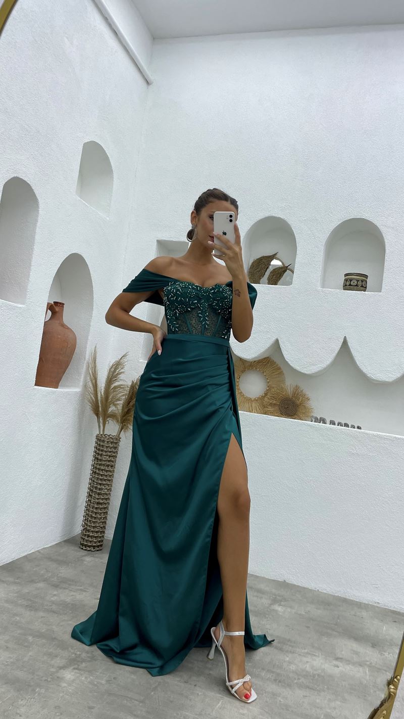 Chic Off-the-Shoulder Sleeveless Mermaid Prom Dresses Long Slit Online-stylesnuggle