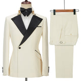 Chic Off White Slim Fit One Button Classic Men Suit-stylesnuggle