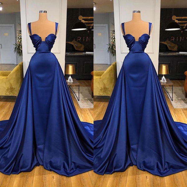 Chic Royal Blue Straps Sweetheart Prom Dress Overskirt Long-stylesnuggle