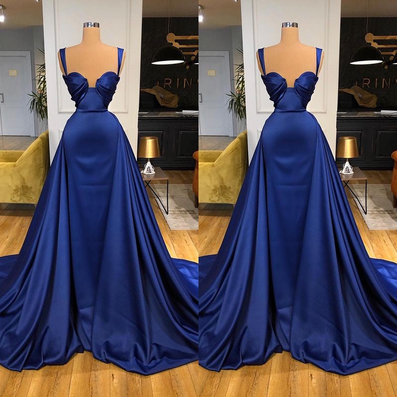 Chic Royal Blue Straps Sweetheart Prom Dress Overskirt Long-stylesnuggle