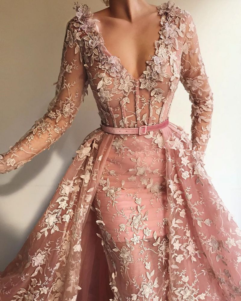 Easily attract others's attention with stylesnuggle Chic mermaid see though pink long prom dresses with mermaid design and fitting floor length hem. Click in the new prom dresses collection all in latest design with delicate details.