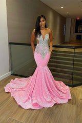 Chic Sleeveless Mermaid Sequins Prom Dresses With Ruffles Long-stylesnuggle