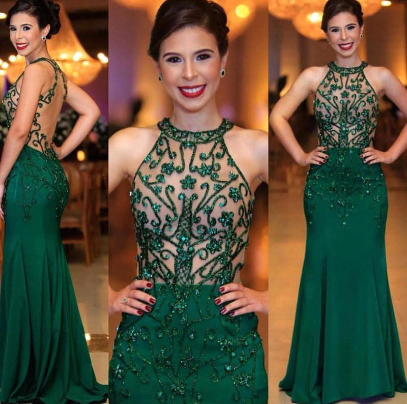 stylesnuggle offers Chic Sleeveless Round Neck Beading Prom Dresses With Open Back Dark Green Evening Gowns at cheap prices from Tulle, Lace to Column Floor-length. They are Gorgeous yet affordable Sleeveless Prom Dresses. You will become the most shining star with the dress on.