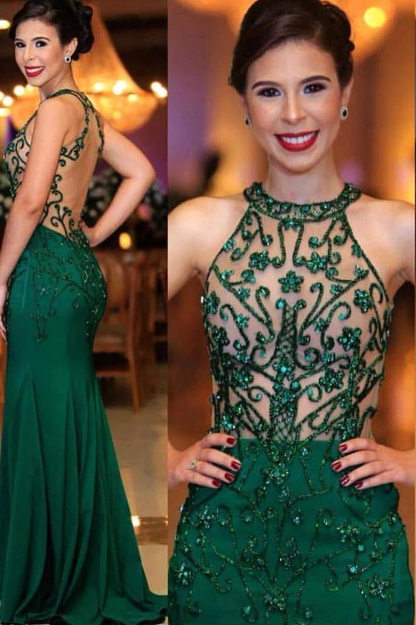 stylesnuggle offers Chic Sleeveless Round Neck Beading Prom Dresses With Open Back Dark Green Evening Gowns at cheap prices from Tulle, Lace to Column Floor-length. They are Gorgeous yet affordable Sleeveless Prom Dresses. You will become the most shining star with the dress on.