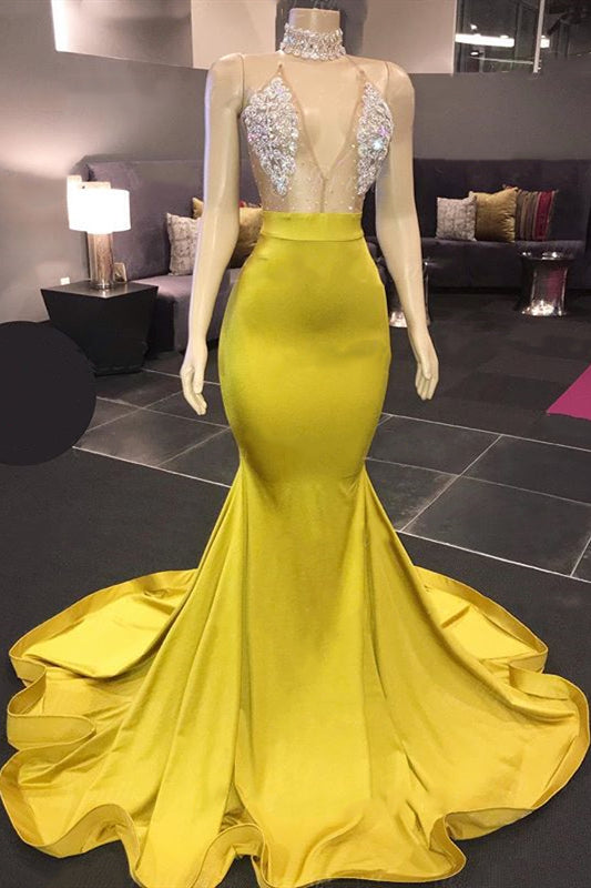 stylesnuggle custom made this Chic Yellow Sleeveless Crystals Sheer Tulle Prom Dresses New Arrival for womens in all shape. We offer worldwide free shipping also with special offers.