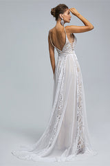 Chiffon A-line V-neck Applique Floor-length Sleeveless Backless Wedding Dress Cover-stylesnuggle