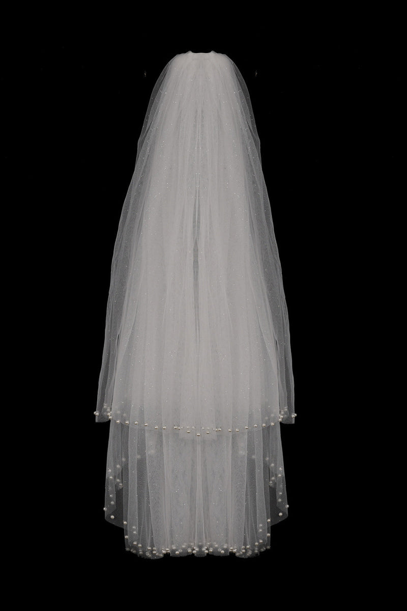 Chloe Elegant With Pearls Wedding Veils-stylesnuggle