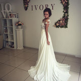 Buy high quality Classic cap sleeve log chiffon split wedding dresses from stylesnuggle.com. Shipping worldwide, custom made all sizes colors. SHOP NOW