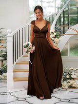 A-Line Charming Jersey Ruched V-neck Sleeveless Bridesmaid Dresses