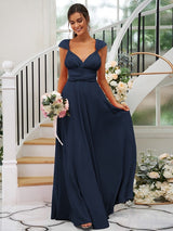 A-Line Charming Jersey Ruched V-neck Sleeveless Bridesmaid Dresses