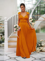 A-Line Charming Jersey Ruched V-neck Sleeveless Bridesmaid Dresses