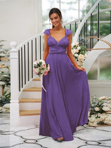 A-Line Charming Jersey Ruched V-neck Sleeveless Bridesmaid Dresses