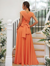 A-Line Charming Jersey Ruched V-neck Sleeveless Bridesmaid Dresses