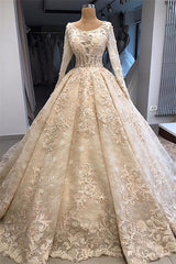 This Scoop Long Sleevess Appliques Ball Gown Wedding Dresses at stylesnuggle.com, this dress will make your guests say wow. The Scoop bodice is thoughtfully lined, and the Floor-length skirt with Appliques to provide the airy, flatter look of .