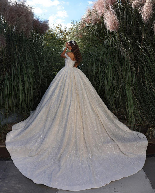 Classic Sweetheart Sleeveless Off-the-Shoulder Lace Wedding Dress With Ruffles Long-stylesnuggle