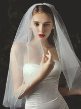 Classic Two Tier Tulle Cut Edge Wedding Veils-stylesnuggle