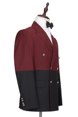 Classy Burgundy and Black Double Breasted Peaked Lapel Men Suits for Prom-stylesnuggle