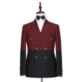 Classy Burgundy and Black Double Breasted Peaked Lapel Men Suits for Prom-stylesnuggle