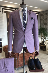 Classy Classy Purple 2-Pieces Peaked Lapel Slim Fit Prom Suits For Men