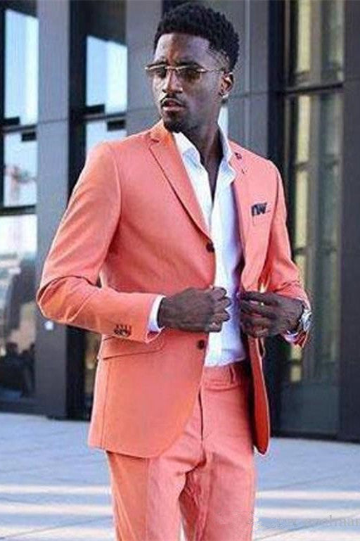 Classy Coral Classic Notched Lapel Slim Fit Men Suits-stylesnuggle