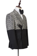 Classy Leopard Print Black Double Breasted Men Suits-stylesnuggle