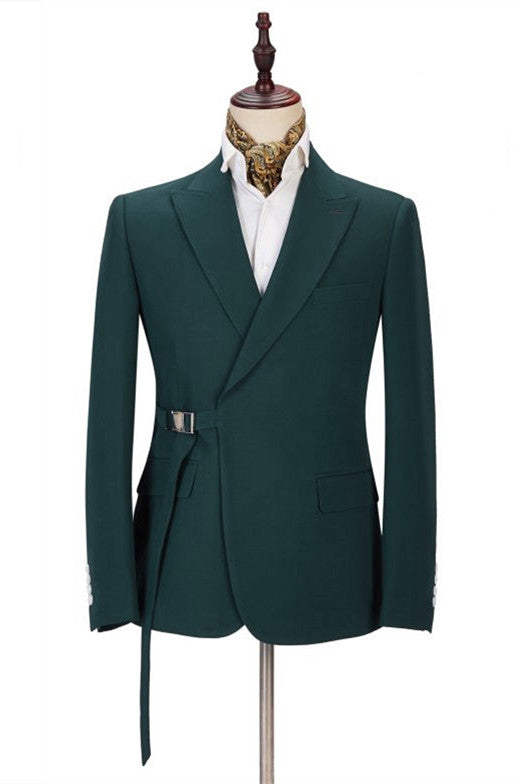 Classy Dark Green Peaked Lapel Bespoke Prom Suits Online