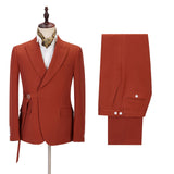 Classy Peaked Lapel Slim Fit Orange Men Suits for Casual-stylesnuggle