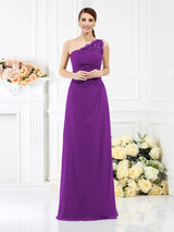 Charming One Shoulder Sleeveless Long Satin Bridesmaid Dresses