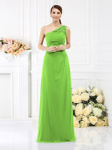 Charming One Shoulder Sleeveless Long Satin Bridesmaid Dresses