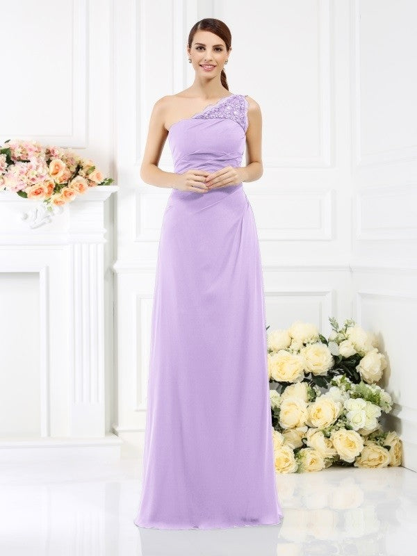 Charming One Shoulder Sleeveless Long Satin Bridesmaid Dresses