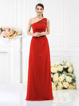 Charming One Shoulder Sleeveless Long Satin Bridesmaid Dresses