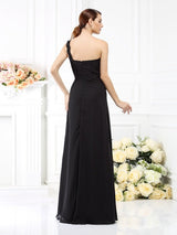 Charming One Shoulder Sleeveless Long Satin Bridesmaid Dresses