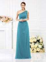 Charming One Shoulder Sleeveless Long Satin Bridesmaid Dresses