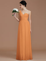 A-Line Charming One Shoulder Sleeveless Ruched Chiffon Bridesmaid Dresses