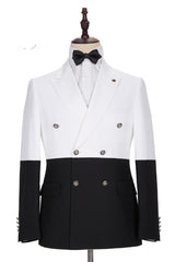 Classy White and Black Double Breasted Men Suits Online