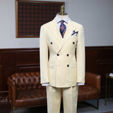 Classy Yellow Striped Double Breasted Custom Suit For Prom-stylesnuggle