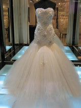 Check this Court Train Mermaid Beading Sleeveless Tulle Sweetheart Wedding Dresses at stylesnuggle.com, this dress will make your guests say wow. The Sweetheart bodice is thoughtfully lined, and the skirt with Beading to provide the airy.