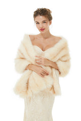 Creamy Faux Fur Stripe Shawl For Bride For Winter-stylesnuggle