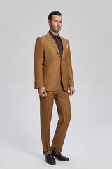 stylesnuggle has various cheap mens suits for prom, wedding or business. Shop this Custom design Patch Pocket Gold Brown Mens Suits for Formal with free shipping and rush delivery. Special offers are offered to this Gold Brown Single Breasted Notched Lapel Two-piece mens suits.