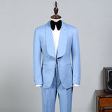 Discover the very best Custom design Sky Blue Bespoke Wedding Suit For Grooms for work,prom and wedding occasions at stylesnuggle. Custom made Pool Shawl Lapel mens suits with high quality.