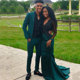 Dark Green 2-Piece Notch Lapel Designer Prom Suits Online-stylesnuggle