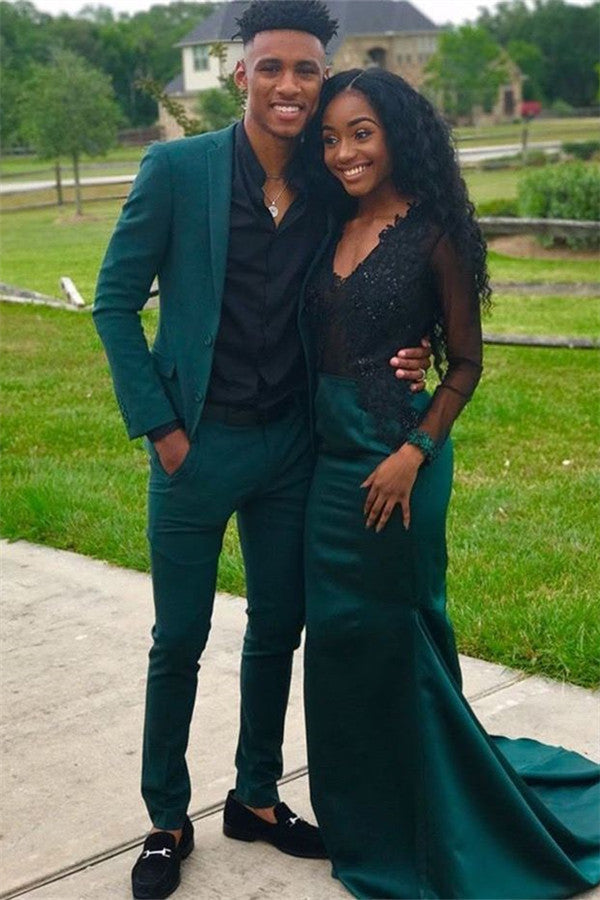 Dark Green 2-Piece Notch Lapel Designer Prom Suits Online