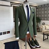 Dark Green Notched Lapel With Button Men's Prom Suits-stylesnuggle